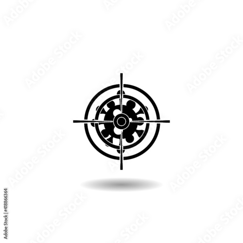Target drawn on a coronavirus icon with shadow photo