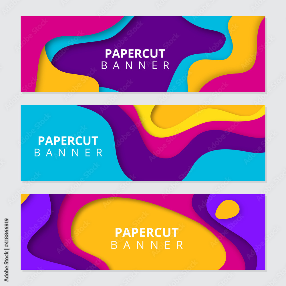 Colorful paper cut banners