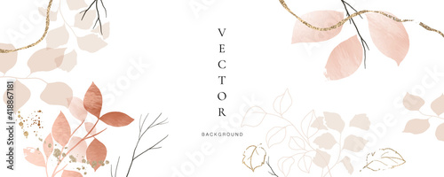 minimal background in pink flowers and tropical summer leaf