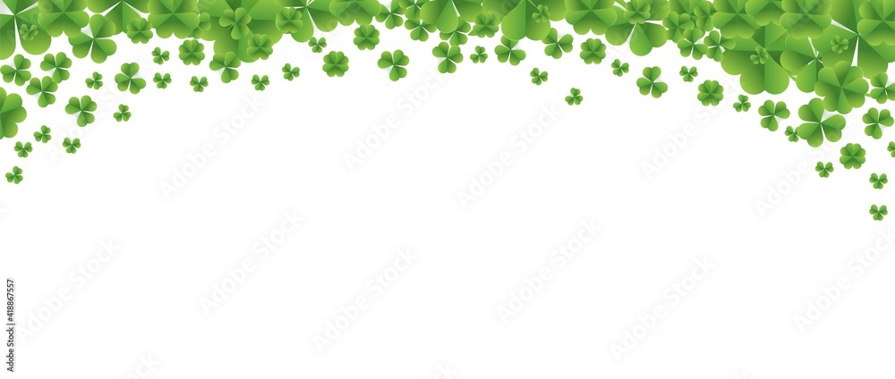Patrick day background with vector four-leaf clover pattern background. Vector green grass clover pattern background Patrick day background with vector four-leaf clover pattern background. Vector green grass clover pattern background