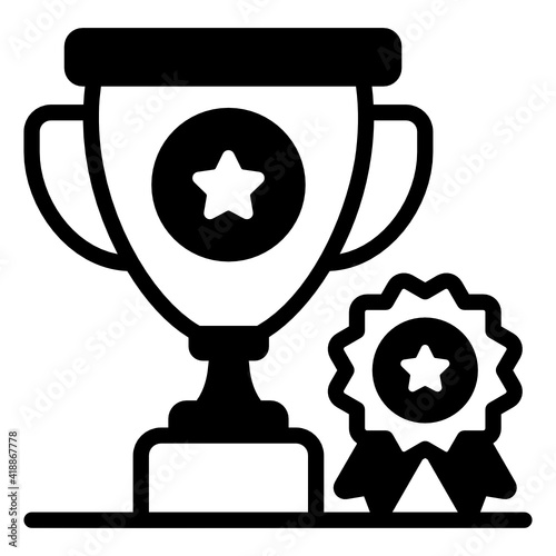 
Star cup with badge, trophy icon

