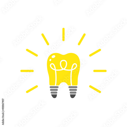 Light bulb shape tooth glow symbol idea creative vector illustration.