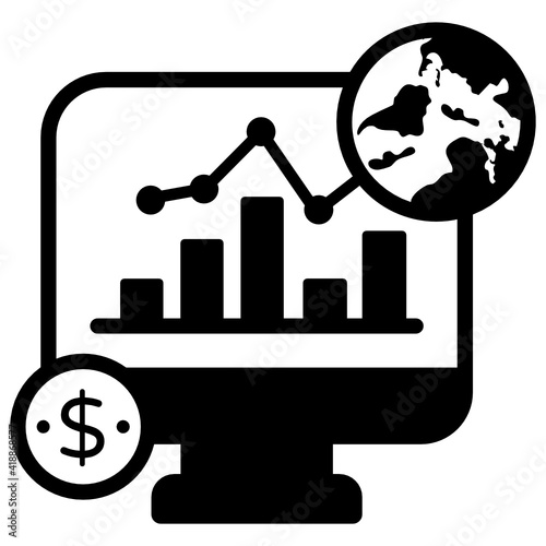 
Business analytical representation icon in solid design

