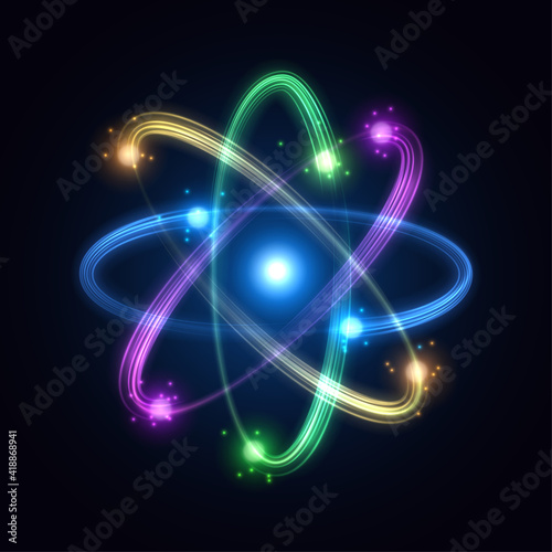 Slika na platnu Colorful atom from particles. Vector illustration