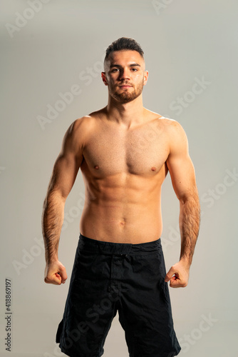 UFC fighter on a gray background