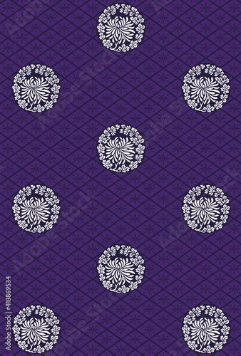 平安有職文様_唐花繁菱地菊丸（からはなしげびしじきくのまる）_壁紙・カラー