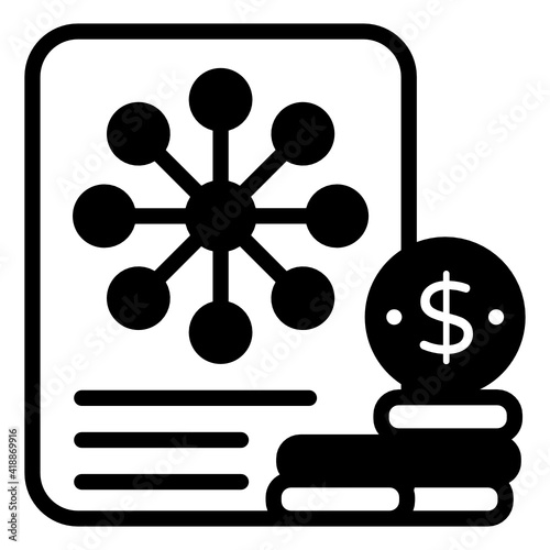 
Network nodes with dollar coins denoting business model icon

