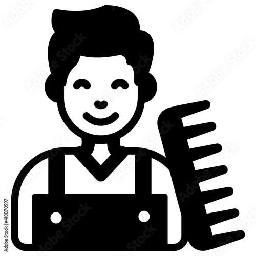 
A man icon in glyph design

