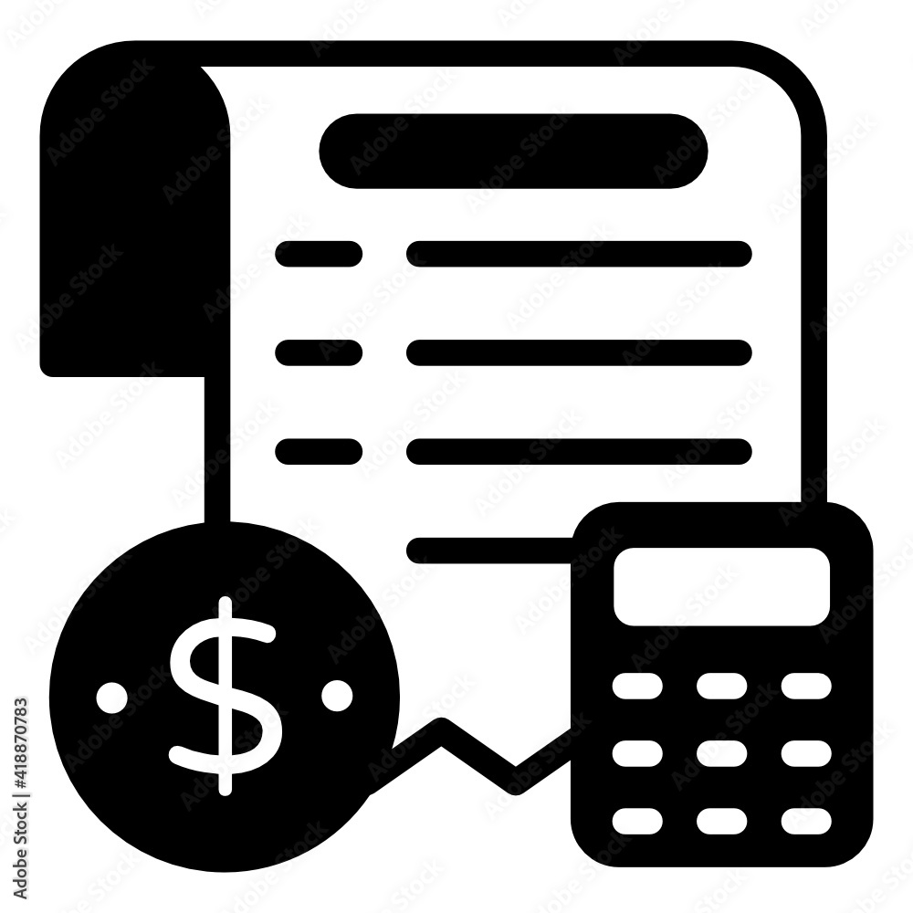 Dollar with calculator and paper, budget accounting icon
Dollar with calculator and paper, budget accounting icon