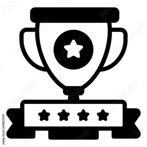 
Trophy with stars, icon of reward program 

