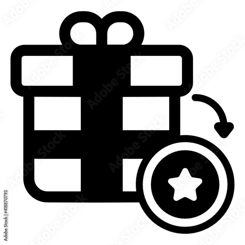 
An icon design of gift, redeem points 

