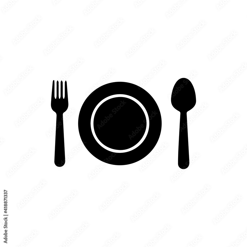 Fototapeta Plate, fork and knife vector icon