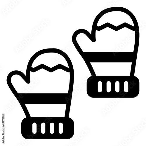 
Winter gloves solid style style icon, editable vector 


