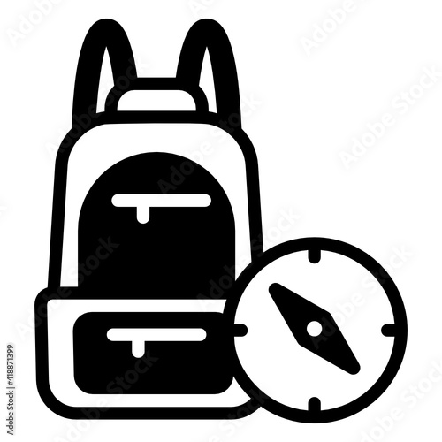 
Backpack in glyph style editable icon, accessory 

