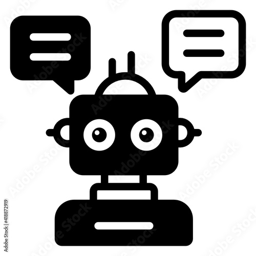 
Chatting robot in glyph style icon, technology 

