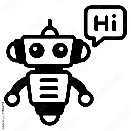 
Chatting robot in glyph style icon, technology 

