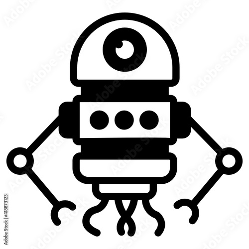 
Chatting robot in glyph style icon, technology 

