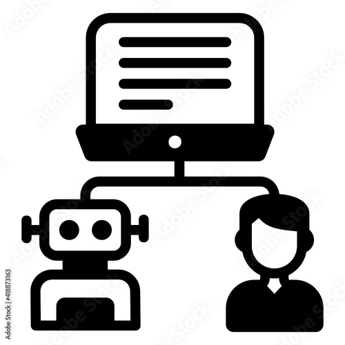 
Chatting robot in glyph style icon, technology 

