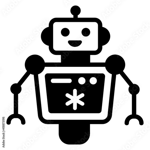 
Chatting robot in glyph style icon, technology 

