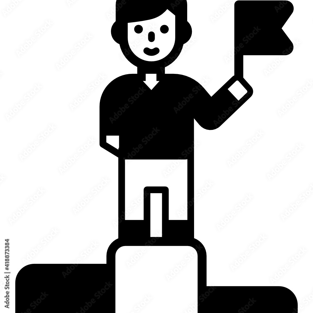 Man with flag denoting solid icon of career
Man with flag denoting solid icon of career