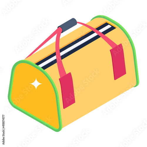 
Sport equipment duffle, isometric icon of gym bag  

