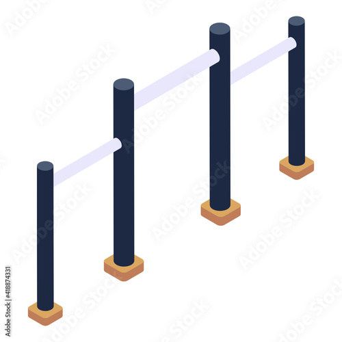 
Outdoor racing equipment, isometric icon of hurdle bars 

