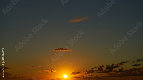 Sunset in the sky with clouds in the evening