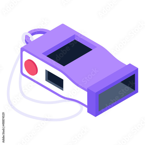 
Whistle icon of isometric style, referee whistle 

