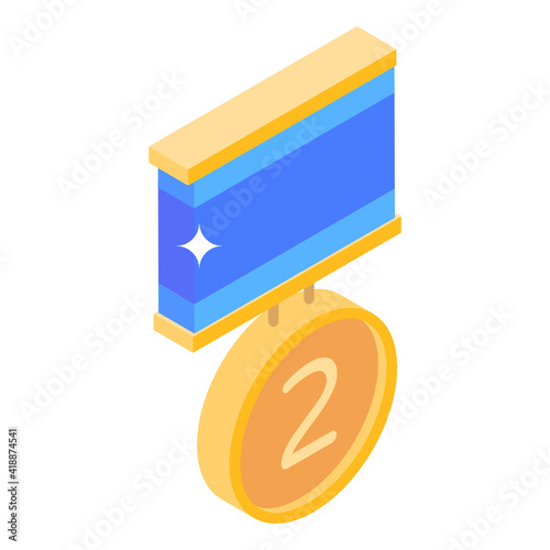 
Sports winning award, isometric icon of position badge 

