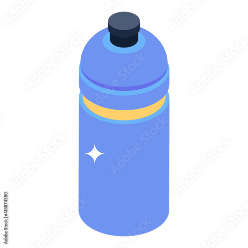 
Sport drinking equipment, isometric icon of water bottle 

