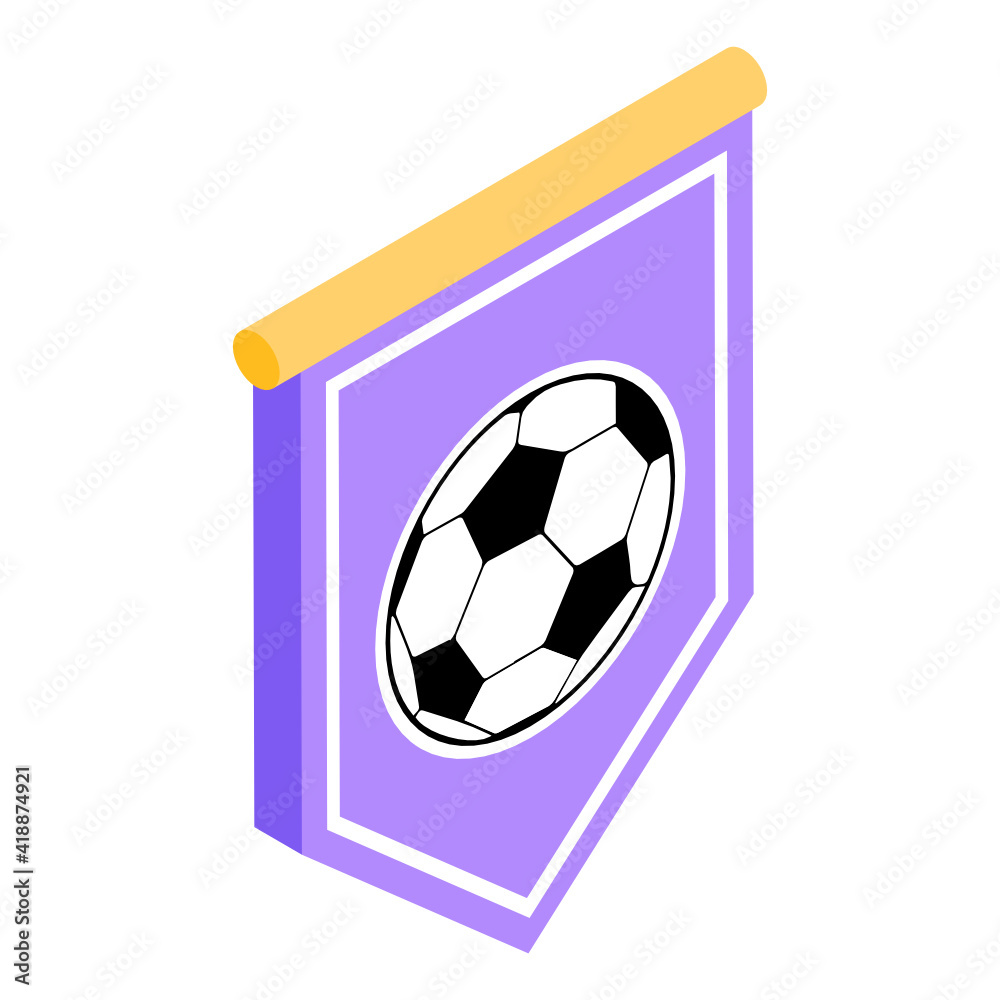 Obraz premium Spots decor emblem, isometric icon of soccer banner
