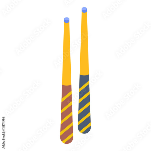 
Snooker playing sticks, isometric icon of cues 

