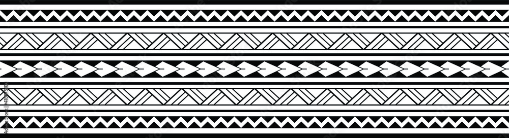 Maori Polynesian Tattoo Bracelet. Tribal Sleeve Seamless Pattern Vector.  Samoan Border Tattoo Design Fore Arm or Foot Stock Vector - Illustration of  polynesian, element: 229159098