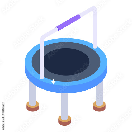 
Gymnastic jumping pad, isometric icon of gym trampoline 

