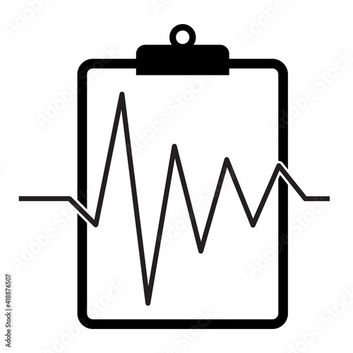 clipboard with heartbeat icon on white background. medical test sign. medical report symbol. flat style. health insurance logo.