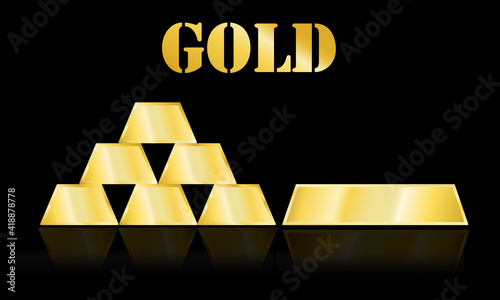 Gold bars on black background