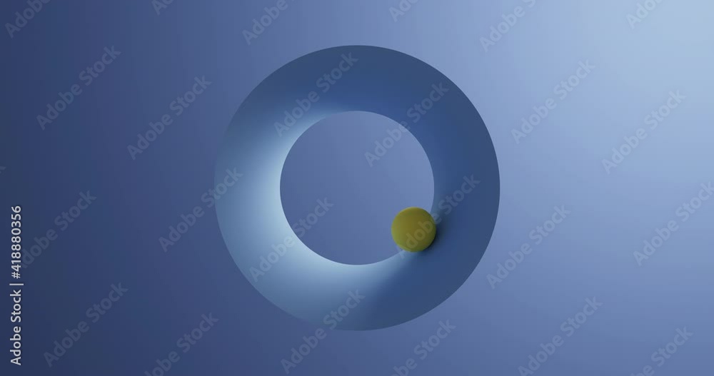 3D Render of yellow sphere rolling in blue circle 3D Render of yellow sphere rolling in blue circle