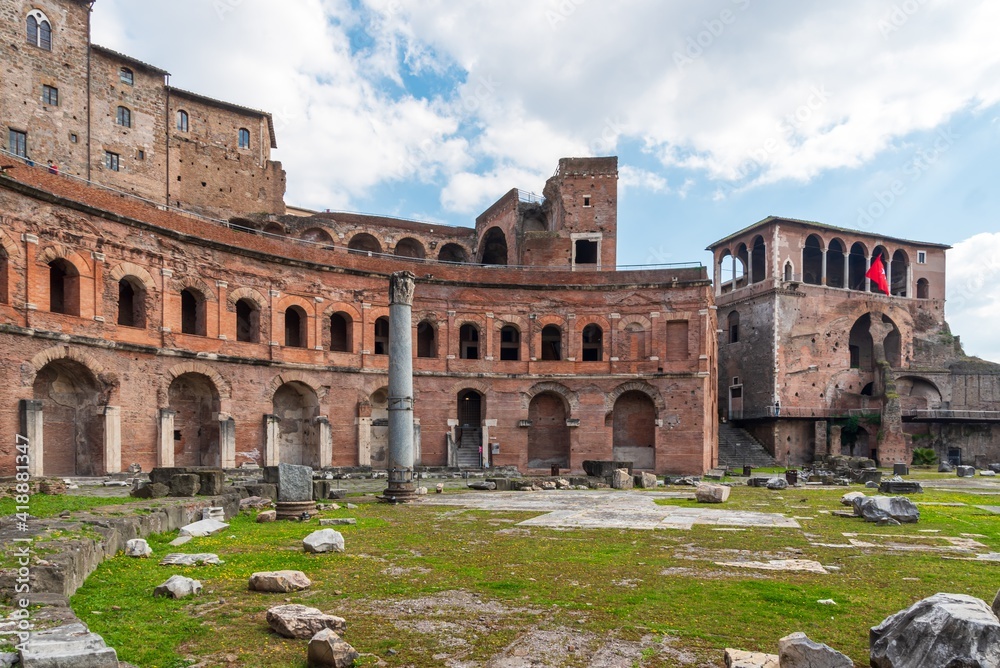 Exterior facade of buildings in the ancient Roman Forum