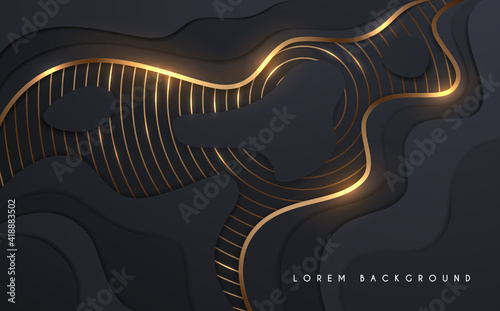 Abstract black and gold layers background