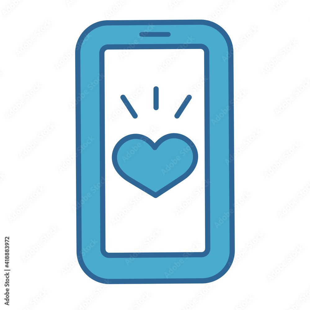 ハートマークが表示されているスマートフォンのアイコンイラスト ハートマークが表示されているスマートフォンのアイコンイラスト