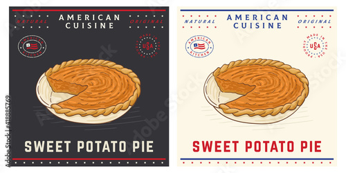 Sweet potato pie vintage retro traditional american