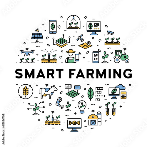 Vector Smart Farm Agriculture Icon Set
