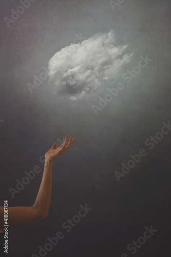 person accompanies the flight of a lonely cloud