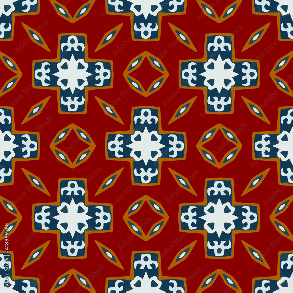 Obraz premium Seamless pattern with symmetric geometric ornament. 