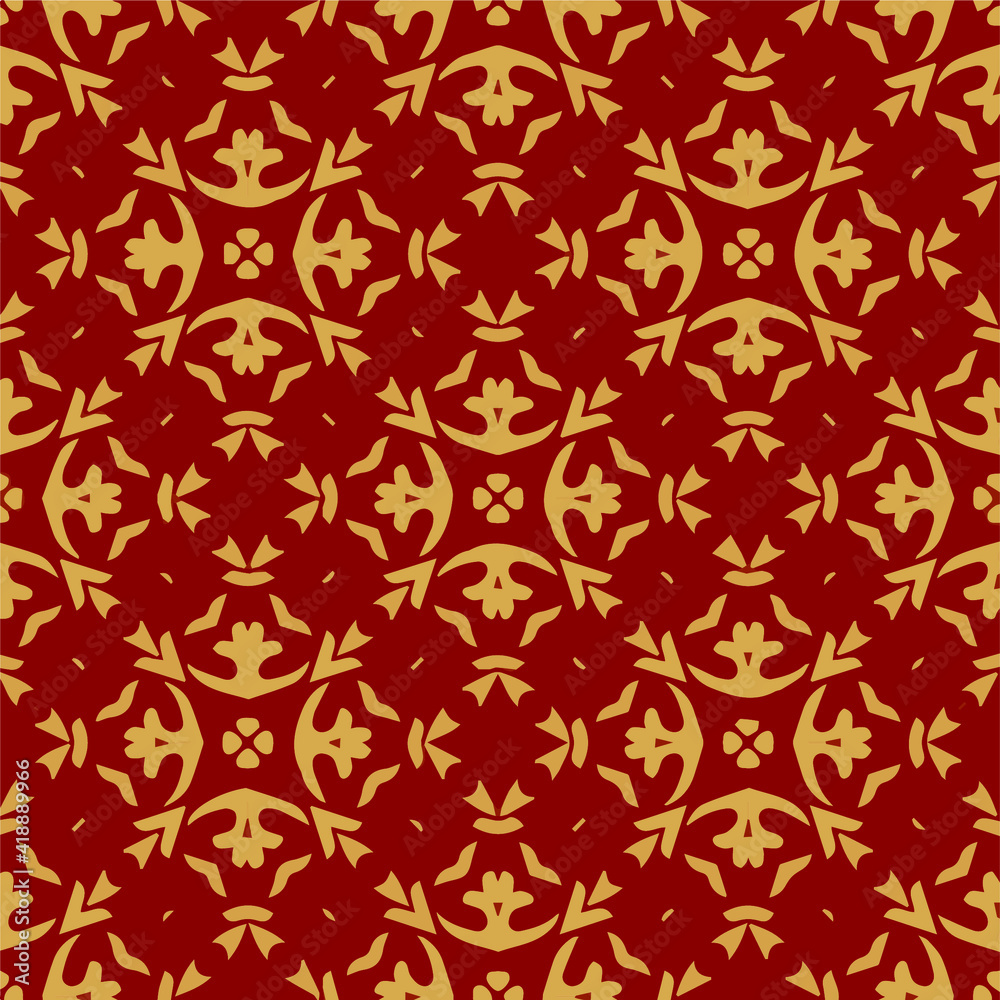 Seamless pattern with symmetric geometric ornament.
Seamless pattern with symmetric geometric ornament.