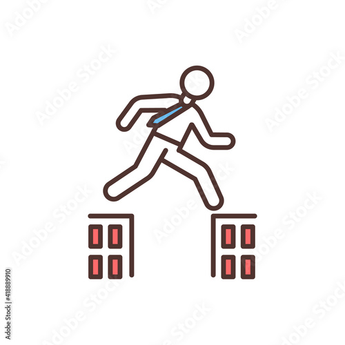 Frictional unemployment RGB color icon. Searching for better job. Finding new employment. Transitioning from one workplace to another. Voluntarily changing works. Isolated vector illustration
