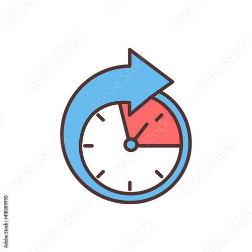 Part-time employment RGB color icon. Working less than specified hours. Underemployment. Leaving worker idle. Short-term unemployment. Inadequate, low labor utilization. Isolated vector illustration