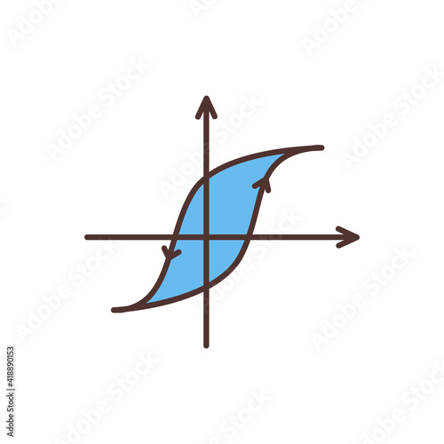 Graphing RGB color icon. Forming curve, surface. Visually data presentation. Conveying information into charts. Representing given function value. Making business graphs. Isolated vector illustration