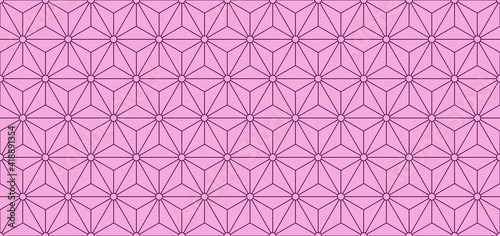 Abstract asanoha pattern. Seamless pink background. Japan style.	