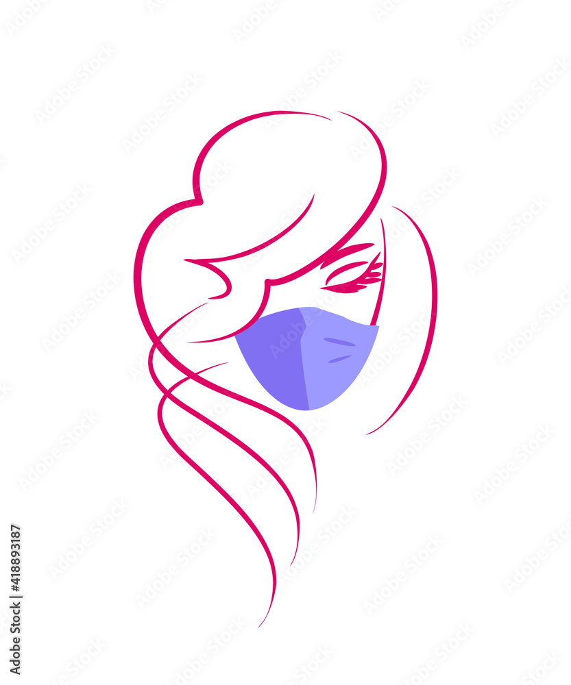 girl in a medical mask - logo. female face in a protective mask. doctor. beauty salon, cosmetology. girl in a medical mask - logo. female face in a protective mask. doctor. beauty salon, cosmetology.